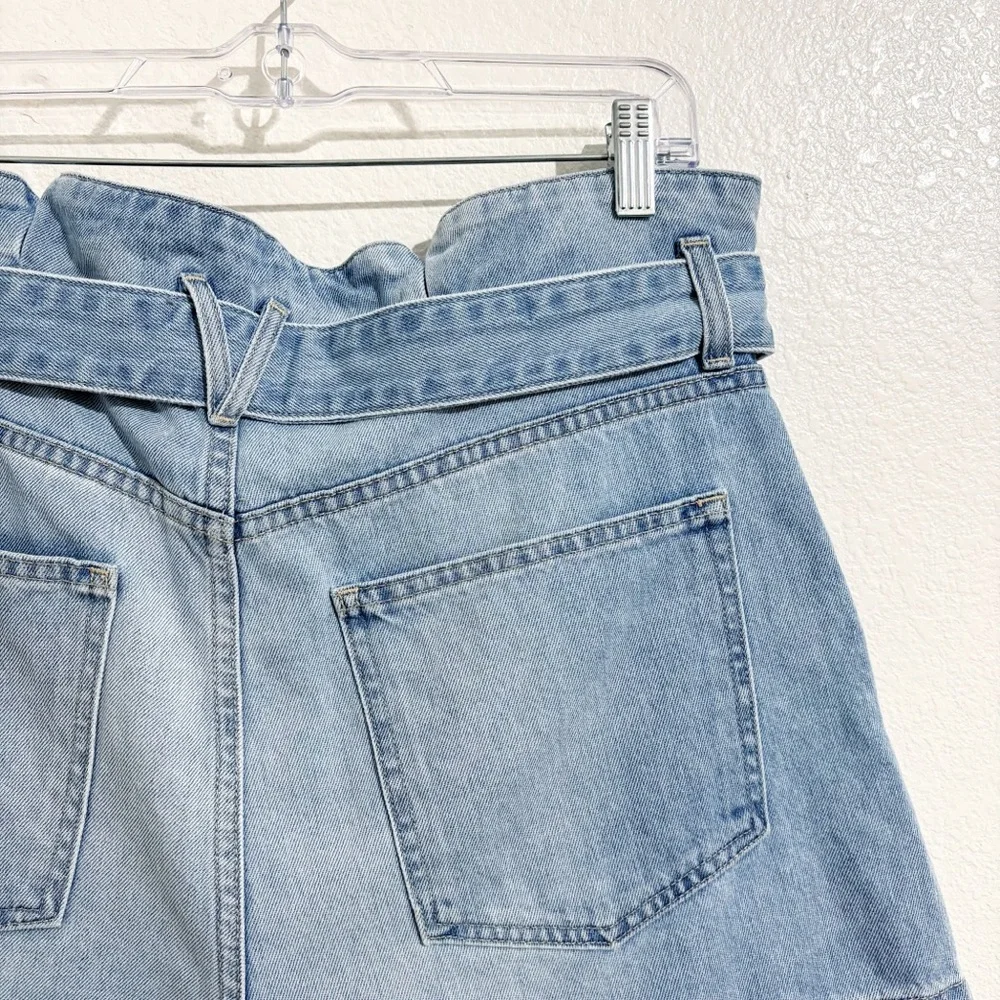 Veronica Beard‎ Jeans Nori Paperbag Waist Pleated High Rise Denim Shorts in Nova